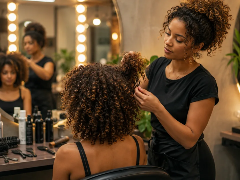 Profissional de beleza e estética em salão